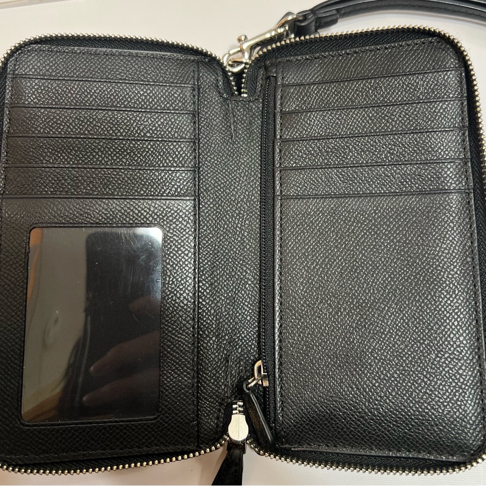 Coach Black Glitter Wristlet Double Zip Wallet - Picture 4 of 5